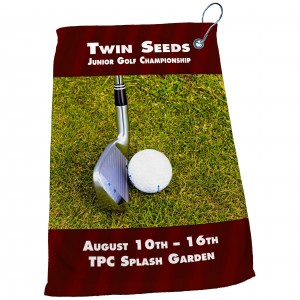 15" x 22" Dye Sublimated Microfiber Golf Towel (with Grommet & Hook)