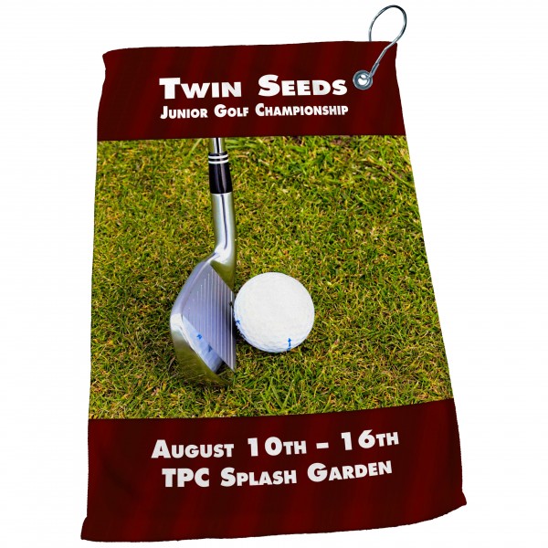 15" x 22" Dye Sublimated Microfiber Golf Towel (with Grommet & Hook)
